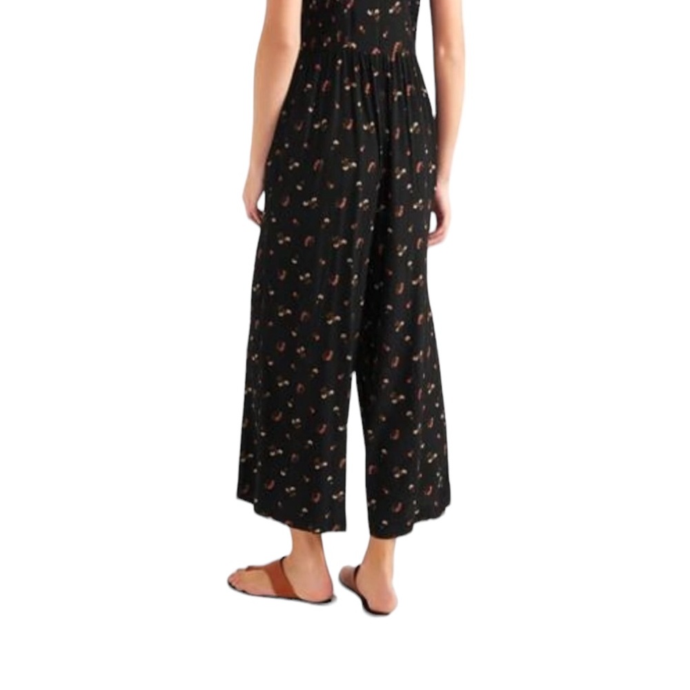 Madewell black & orange floral cropped wide-leg playsuit size 2 - Picture 3 of 7